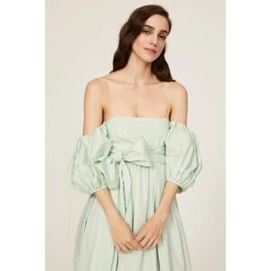 Cecilie Bahnsen Mint Green Cotton Poplin Joel Midi Dress US 4 UK 8